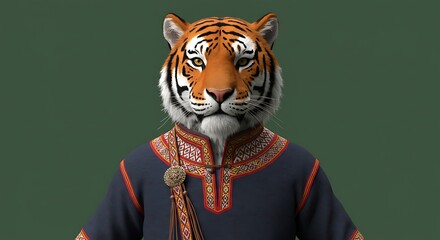 Tiger wearing traditional clothing