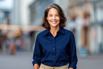 Fototapeta premium Smiling Confident Middle-Aged Woman