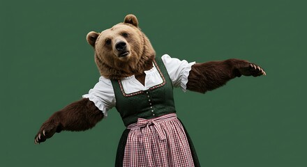 Bear in traditional dress costume