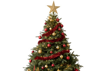 Fototapeta premium PNG image of Decorated Christmas tree isolated on white background