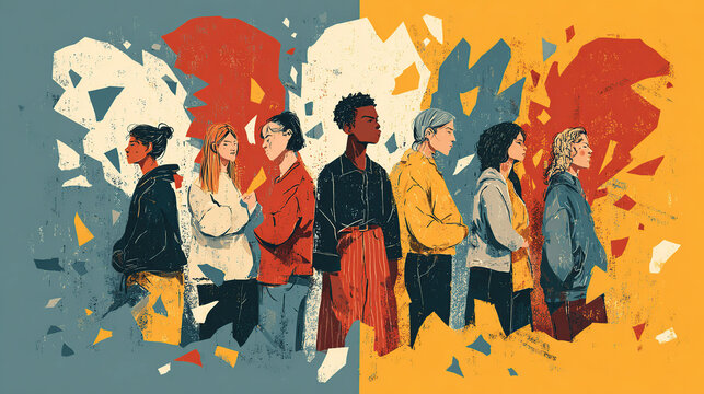 Vibrant Vector Anti-Bullying Poster with Symbolic Figures