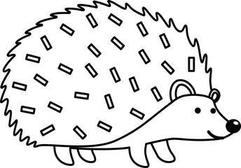 Vector illustration of a Hedgehog, Line Drawing, icon