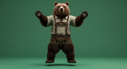 Bear wearing traditional bavarian clothing