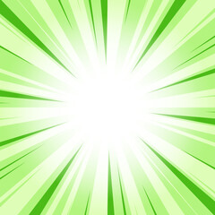Obraz premium Kelly Green Sunburst Background with Glowing Light Rays. Abstract Green Glowing Effect Sunburst Background for Presentation, Banner, Poster, Flyer, Sales. Pop Art Background for Summer Themes.