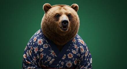 Bear wearing patterned shirt