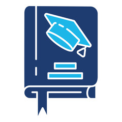 Book Icon In Blue Monochrome Flat Design, Vector Illustration