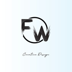 Fototapeta premium FW Brush Stroke Logo – Modern Artistic Symbol with Ink Texture for Creative Branding & Visual Identity Design