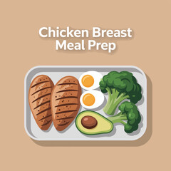 A delicious vector illustration of a healthy meal with meat, vegetables, and breakfast pastries