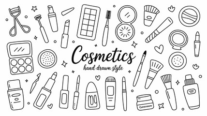 Hand drawn cosmetics vector art makes a cute beauty brand pattern, perfect for stylish designs, packaging, or a fun beauty blog aesthetic