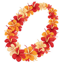 Vibrant lei of tropical hibiscus and plumeria flowers for festive celebrations