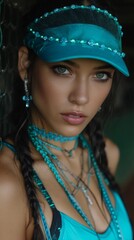 a young beautiful girl with colorful hair