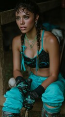 a young beautiful girl with colorful hair