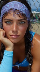 a young beautiful girl with colorful hair