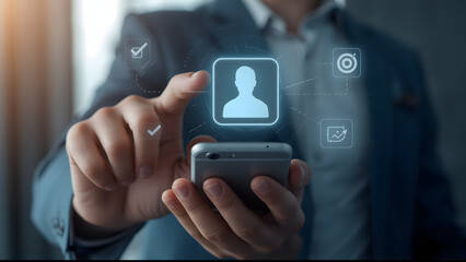 Man pressing a button