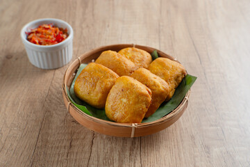 Fried yellow tofu is one type of snack in Indonesia. Perfect for recipes, articles, catalogues, commercials, or any cooking contents
