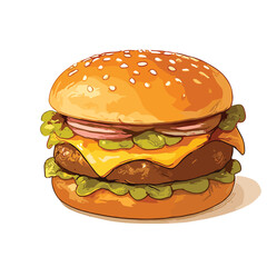 hamburger on white background