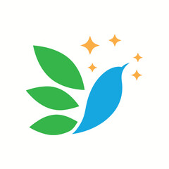 Fototapeta premium Abstract overlapping leaf bird in flight silhouette design with vibrant colors