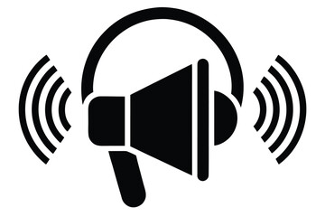 noise cancellation vector icon silhouette