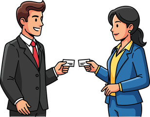 Business people exchanging business cards