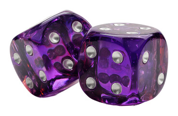 Exciting game night with colorful purple dice home intimate fun isolated on transparent background