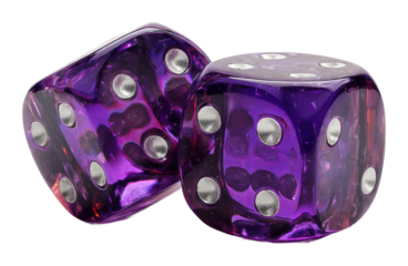 Exciting game night with colorful purple dice home intimate fun isolated on transparent background