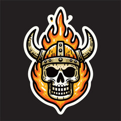 A vector illustration drawing of Viking Skull head