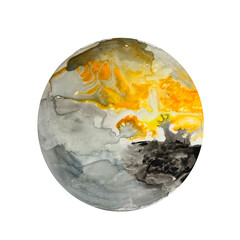 Background abstract image. Spilled paint. Gray and orange.