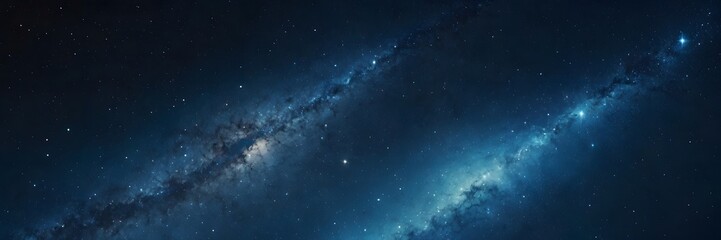 Vast Night Sky with Bright Stars and Milky Way Galaxy in Deep Blue Atmosphere