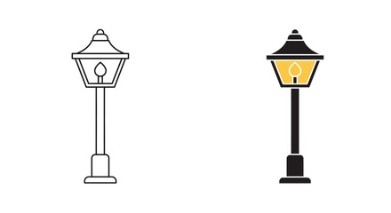 Street Lamp with Light Bulb Icon Design