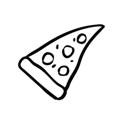 Handdrawn Slice of Pizza with Cheese Topping.