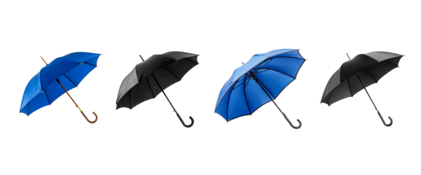 set of umbrella isolated on a transparent background, in a PNG format	