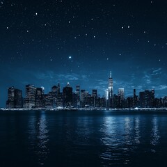 a skyline at night