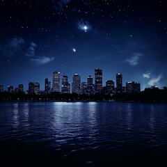 a skyline at night