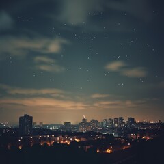 a skyline at night
