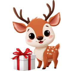 christmas reindeer with gift	
