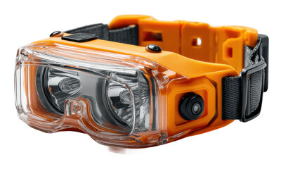 Naklejka premium Headlamp usage for adventures in nature equipment daylight conditions isolated on transparent background