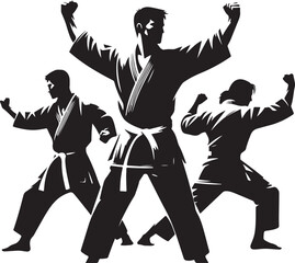 Martial arts Silhouettes Vector Illustration