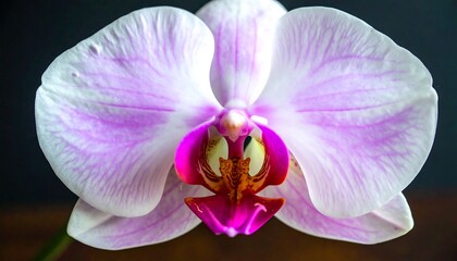 Obraz premium Close-up of a Delicate Orchid Flower with Pink and White Petals