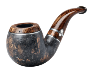 Elegant smoking pipe display on wooden surface vintage atmosphere isolated on transparent background