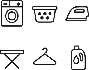Washing machine icon set with home appliance symbols, a vector illustration for web and app design