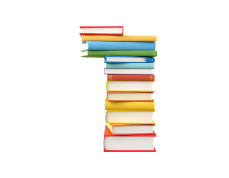 Stack of Books in the Shape of a Number 7