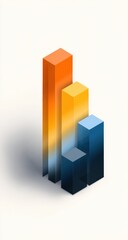 3D bar graph, orange, yellow, blue