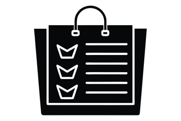 shopping checklist icon  vector icon silhouette