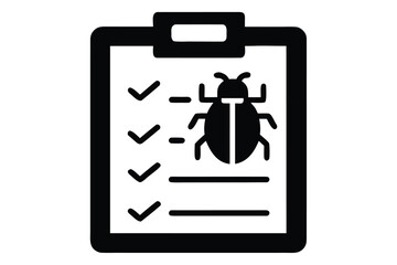 bug tracking checklist icon vector icon silhouette