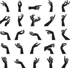 Set of Hands Gestures Silhouettes