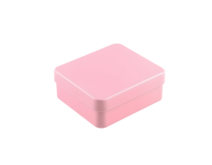 Pink Square Gift Box with Lid Isolated, 3D Rendered