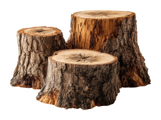 Chopping and stacking firewood workshop wooden logs natural environment close up isolated on transparent background