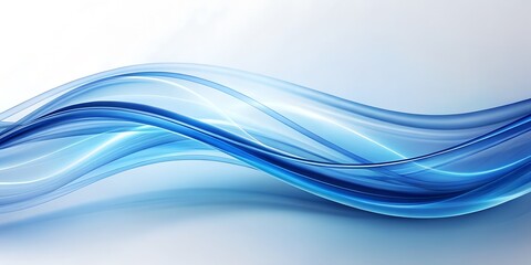 Fototapeta premium Abstract blue wave flowing smoothly with light and energy, representing modern design, technology, and dynamic motion