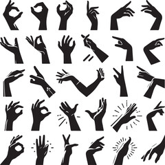 Set of Hands Gestures Silhouettes