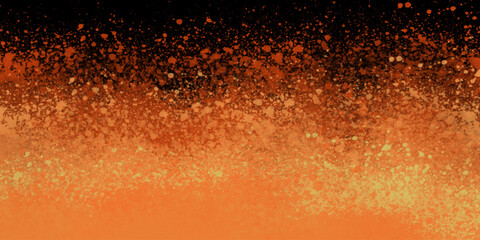 Abstract black background with bubbles. Vibrant Orange splashes gradient fade. Paint inspired textures collide in red and orange color storm. artistic vibes with scattered splatter.	